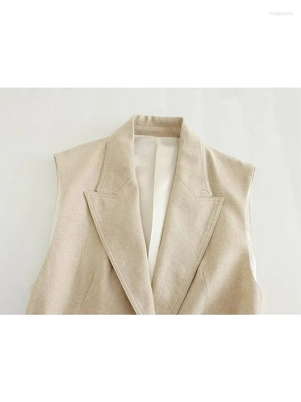 فيست طويل صيفي حزام ربط - بيج - Sateen style