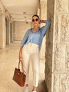 قميص مقلم ستان ٧٥ سم - Sateen style