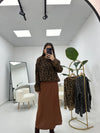 بلوزة ليوباردو بني طويلة
