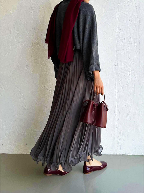 تنورة فيوليتا - شيفون ون سايز مبطنة رمادي - Sateen style