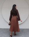 تنورة كلوش لون قهوة - Sateen style