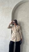 ترانشكوت كتان طول 85 سم طحيني - Sateen style